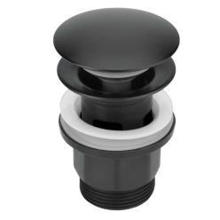   Lefolyó, Deante Click-clack leeresztő mosdóhoz, bidéhez, túlfolyóval, kerek, fekete NHC_N10P