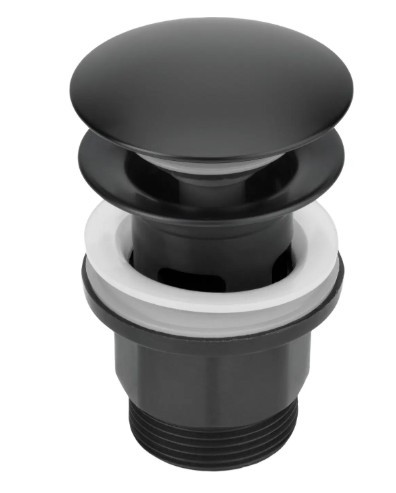 Lefolyó, Deante Click-clack leeresztő mosdóhoz, bidéhez, túlfolyóval, kerek, fekete NHC_N10P