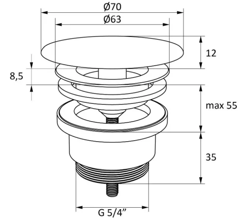 Lefolyó, Ravak Flat mosdólefolyó kerámia fedéllel, matt fehér X01920
