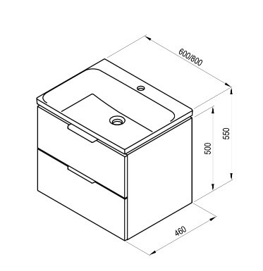 Alsó szekrény, Ravak Comfort II SD 80 fehér mosdó alatti szekrény X000001819