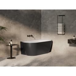   Kád,Ravak Vana Freedom Corner II Tec 175x86 jobb,fekete/fehér, fekete túlfolyóval CC81700000