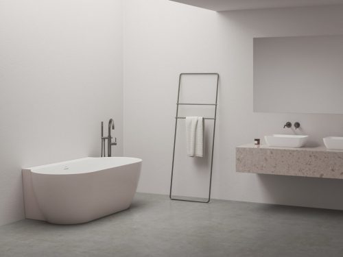 Kád,Ravak Vana Freedom Wall II Tec 170x87,Alabaster Pink/fehér, fehér túlfolyóval CC71600000