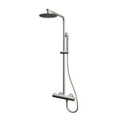   Zuhanyszett, Tboss Rio termosztátos zuhanyoszlop kézi zuhannyal, esőztetővel szálcsiszolt nikkel