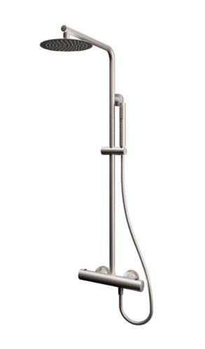 Zuhanyszett, Tboss Rio termosztátos zuhanyoszlop kézi zuhannyal, esőztetővel szálcsiszolt nikkel