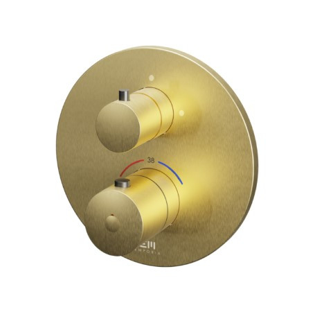 Falba süllyesztett csaptelep, Tboss Rio termosztátos kád/zuhany csaptelep szálcsiszolt arany