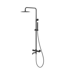   Zuhanyszett, Tboss Fly termosztátos zuhanyoszlop, 3 funkciós, kádtöltő csaptelep, matt fekete