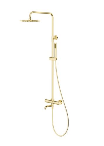 Zuhanyszett, Tboss Fly termosztátos zuhanyoszlop, 3 funkciós, kádtöltő csaptelep, arany