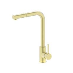   Mosogató csaptelep, Tboss Tauro mosogató csaptelep kihúzható zuhanyzóval, szálcsiszolt arany
