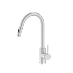   Mosogató csaptelep, Tboss Favo mosogató csaptelep, kihúzható zuhanyzóval, szálcsiszolt acél