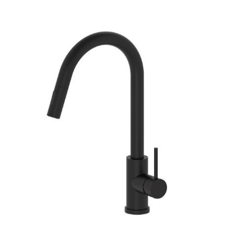 Mosogató csaptelep, Tboss Favo mosogató csaptelep, kihúzható zuhanyzóval, matt fekete