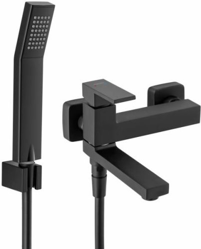 Kádtöltő csaptelep, Ferro Zicco Black kifolyócsőbe épített zuhanyváltóval, fekete BZI11RBL