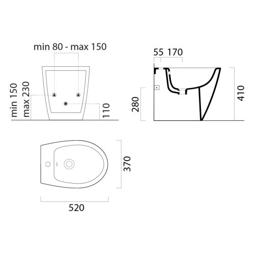 Bidé, Sapho GSI Modo álló bidé, Extra Glaze 37x52 cm, fehér 9862111