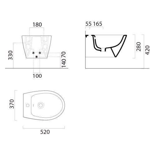 Bidé, Sapho GSI Modo fali bidé 37x52 cm, matt fehér 9864109