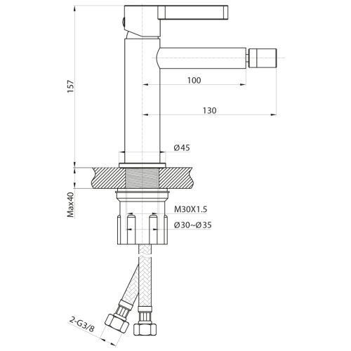 Bidé csaptelep, Sapho Iconic bidé csaptelep, matt fekete AF003B