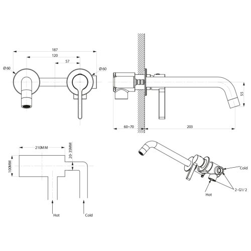 Falba süllyesztett csaptelep, Sapho Iconic mosdó csaptelep, matt fekete AF008B