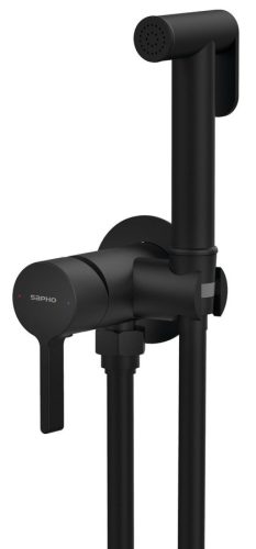 Falba süllyesztett csaptelep, Sapho Iconic csaptelep bidé zuhannyal, matt fekete AF040B