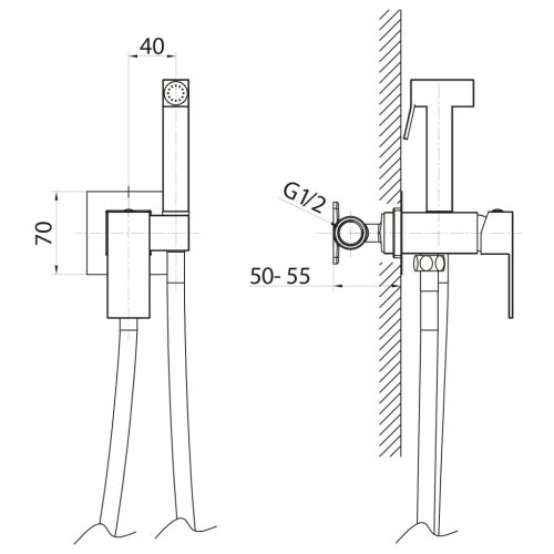 Falba süllyesztett csaptelep, Sapho Cubemix csaptelep bidé zuhannyal, matt fekete CM040B