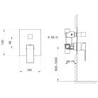 Falba süllyesztett csaptelep,Sapho Cubemix falba süllyesztett csapt.,2 irányú,matt fekete CM042B