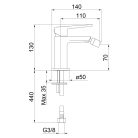 Bidé csaptelep, Sapho Tursi bidé csaptelep, króm TI003