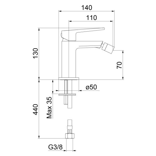 Bidé csaptelep, Sapho Tursi bidé csaptelep, króm TI003