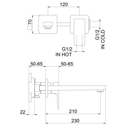 Falba süllyesztett csaptelep, Sapho Tursi falba süllyesztett csaptelep, króm TI018