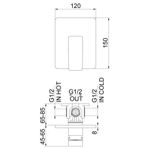 Falba süllyesztett csaptelep,Sapho Tursi falba süllyesztett csaptelep 1 irányú,matt fekete TI041B