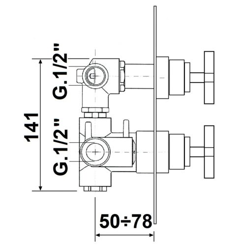 Falba süllyesztett csaptelep, Sapho Trax falba süllyesztett, 2 irányú, króm TMAQ052