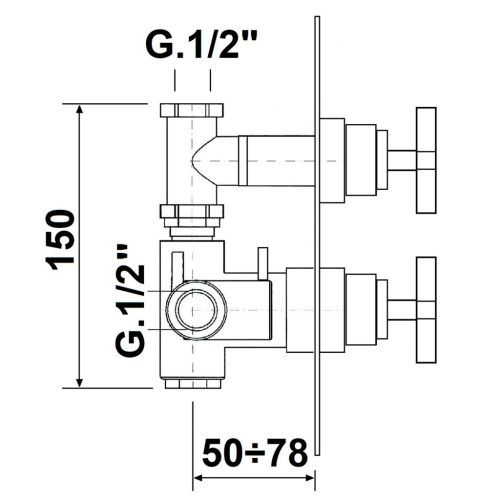 Falba süllyesztett csaptelep, Sapho Trax falba süllyesztett, 3 irányú, króm TMAQ053