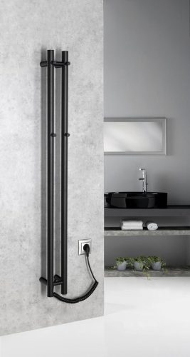 Egyenes radiátor, Sapho Papinado elektromos törölközőszárító 10,9x120 cm, 40 W, matt fekete ER340
