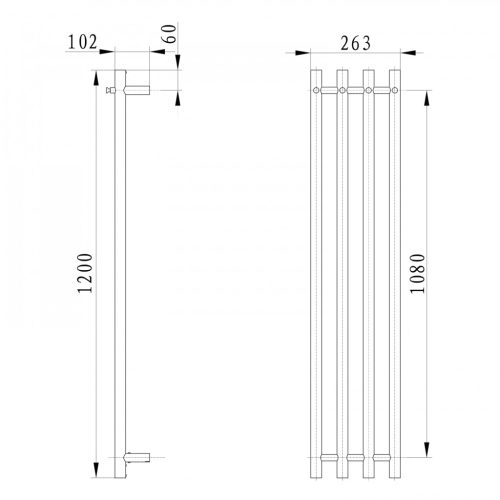 Egyenes radiátor, Sapho Papinado elektromos törölközőszárító 26,3x120 cm, 85 W, matt fekete ER350