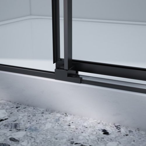 Zuhanyajtó, Sapho Gelco Dragon tolóajtó matt fekete/transzparent 90 cm GD4290B