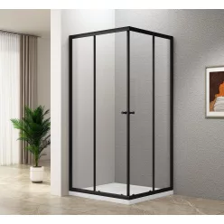   Zuhanykabin, Aqualine Agga Black zuhanykabin 90x90 matt fekete/transzparent BLF909