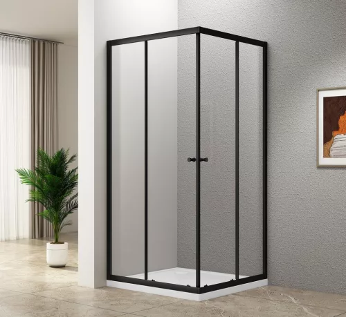Zuhanykabin, Aqualine Agga Black zuhanykabin 90x90 matt fekete/transzparent BLF909