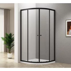   Zuhanykabin, Aqualine Arleta Black íves zuhanykabin 80x80 matt fekete/transzparent BLS800