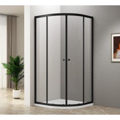  Zuhanykabin, Aqualine Arleta Black íves zuhanykabin 90x90 matt fekete/transzparent BLS900