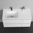 Alsó szekrény, Sanotechnik Cube 100 függesztett bútorszett, üvegmosdóval, fehér 08334