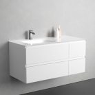 Alsó szekrény, Sanotechnik Cube 100 függesztett bútorszett, üvegmosdóval, fehér 08334