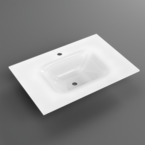 Alsó szekrény, Sanotechnik Cube 70 függesztett bútorszett, üvegmosdóval, fehér 08333