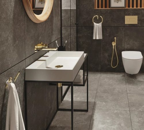 Törölközőtartó, Deante Silia Törölköző akasztó, fali, kerek, arany ADI_Z611