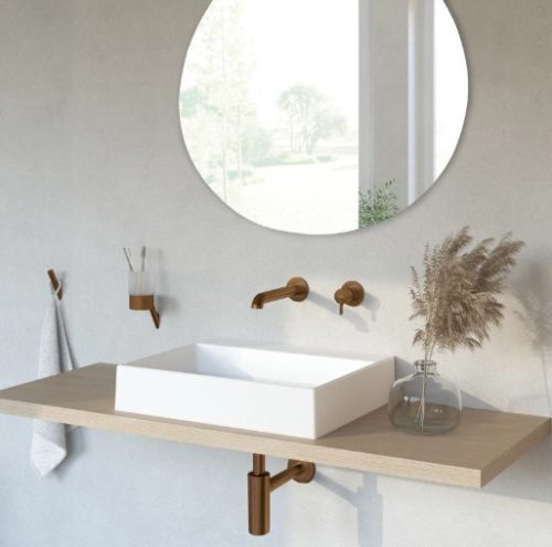 Falba süllyesztett csaptelep, Deante Silia mosdó csaptelep, szálcsiszolt bronz, BQS_C54L