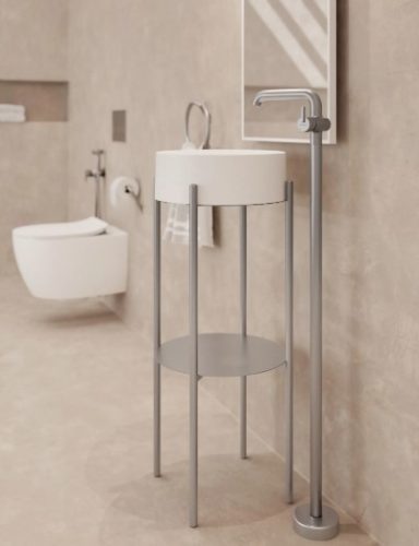 Falba süllyesztett csaptelep,Deante Silia bidé csaptelep kézizuhannyal,szálcsiszolt acél BQS_F34M