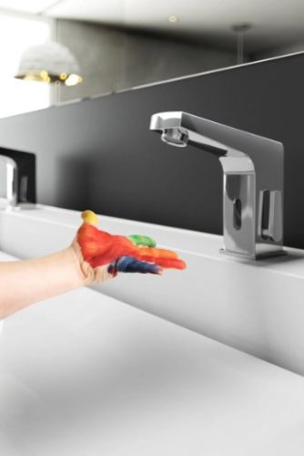 Infrás csaptelep, Deante Sensor érintés nélküli, hőmérséklet állítással, króm 230/6V BCH_029V