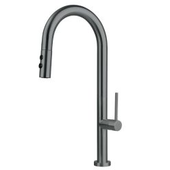   Mosogató csaptelep, Deante Olfato kihúzható kifolyóval, 2 áramlási típus, titanium BQO_D72M