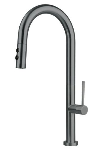 Mosogató csaptelep, Deante Olfato kihúzható kifolyóval, 2 áramlási típus, titanium BQO_D72M