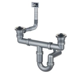   Mosogató szifon, Deante szifon acél mosogatókhoz, 2 medencés, leeresztő 2" ZXY_9922