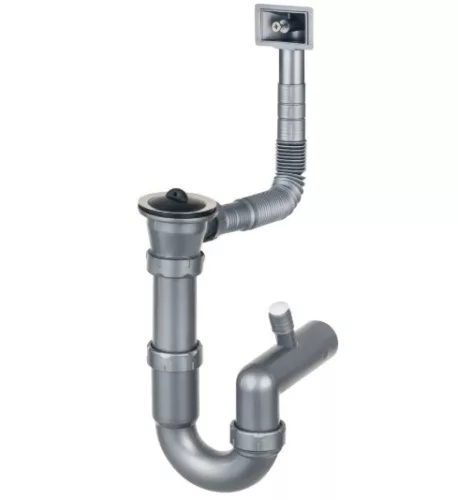 Mosogató szifon, Deante szifon teletetős, acél mosogatókhoz, 1 medencés, leeresztő 2" ZXY_9923