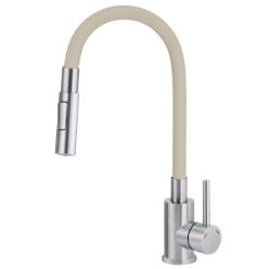   Mosogató csaptelep, Deante Luno rugalmas kifolyó,2 áramlási típus,bézs,szálcsiszolt acél BOC_5740