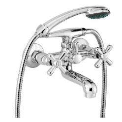   Kádtöltő csaptelep, Deante Symetrio kádtöltő csaptelep zuhanyszettel, króm BOS_011D