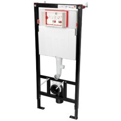   Öblítőtartály, Deante falsík alatti keret, fali WC-csészékhez, fekete CSTKWC01