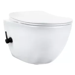   WC, Peonia Wc csésze bidé funkcióval, keverő csapteleppel, wc tetővel, fehér/fekete CBP_6WNW